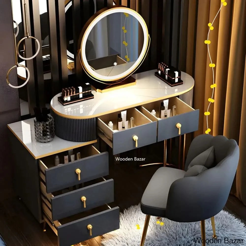 modern dressing table stool Contemporary Vanity Makeup Dressing Table Stool Set with Storage Drawe