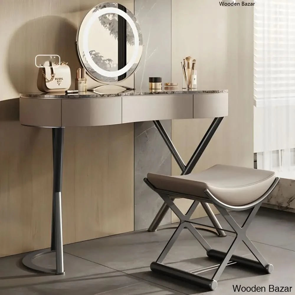 metal dressing table mirror Colleen Glass and Metal Vanity Set With Mirror - Bed Bath & Beyond