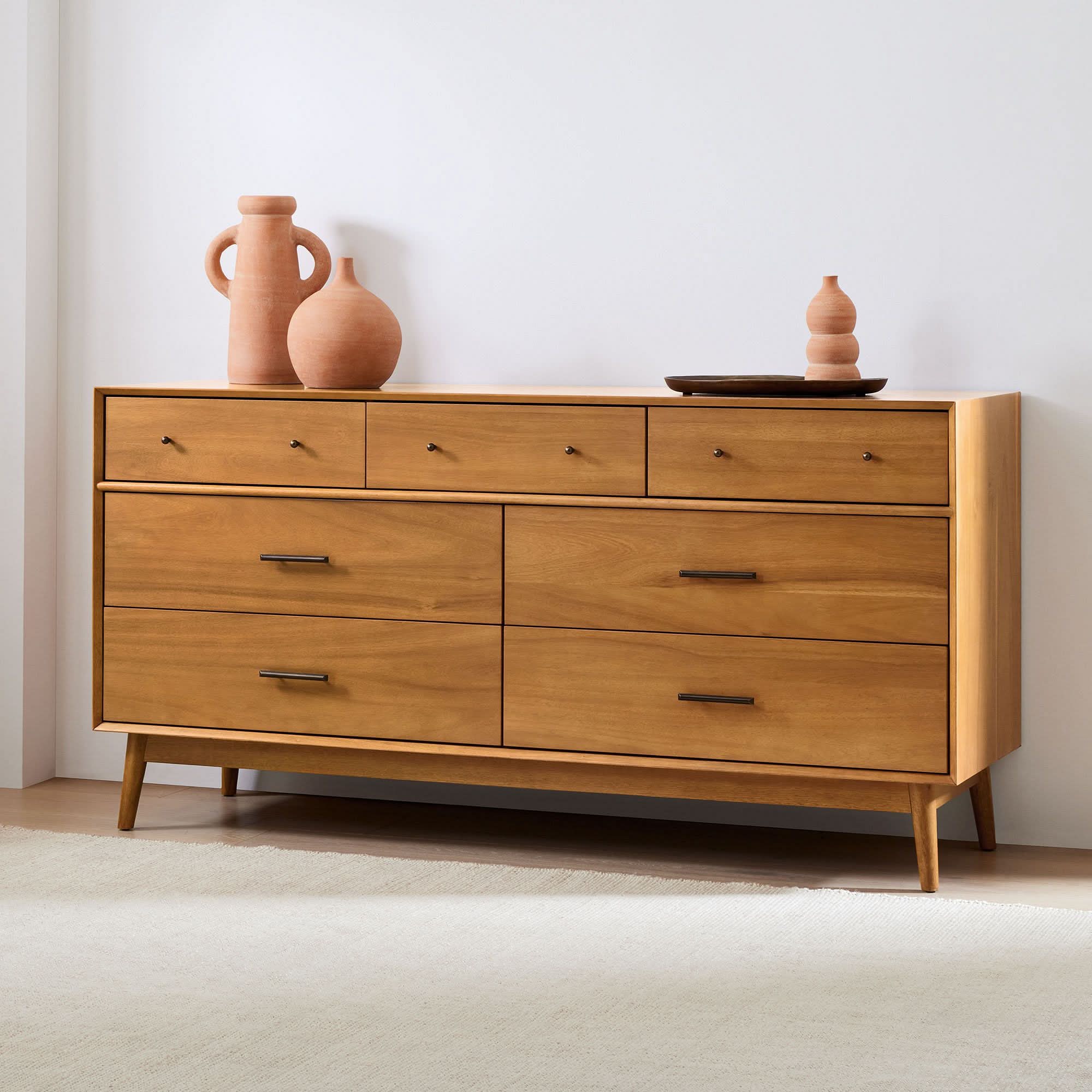 mid century modern 7 drawer dresser Perinand Mid-Century 7-Drawer Dresser