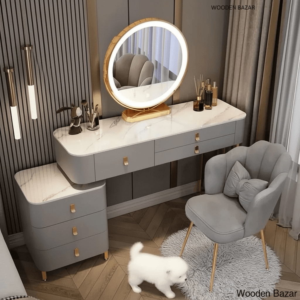 wooden modern dressing table Wooden Bazar Banderas 39.37'' Modern Makeup Vanity dressing table with