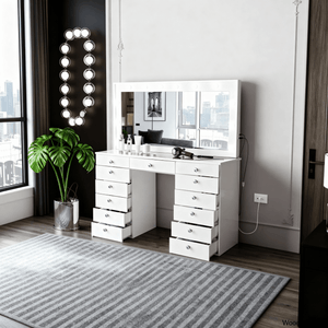 Looks Vanity Dressing Table with mirror & lights with 13 storage drawers