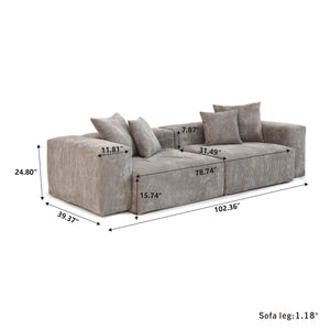 Fixon Corduroy Upholstered 2 Seater Modular Sofa - Wooden Bazar