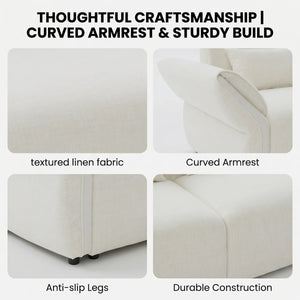 107'' Wide Modern Curved Upholstered 3-Seat Sofa with Deep Seats and Throw Pillows  Wooden Bazar