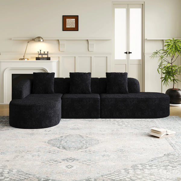 111.8-Inch L-Shaped Curved Modular Sofa  Wooden bazar