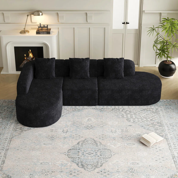 111.8-Inch L-Shaped Curved Modular Sofa  Wooden bazar