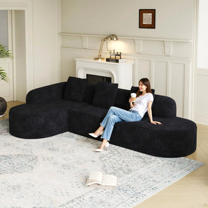 111.8-Inch L-Shaped Curved Modular Sofa  Wooden bazar