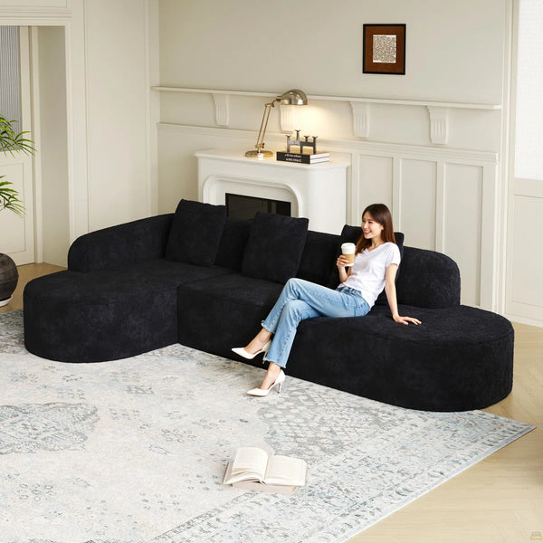 111.8-Inch L-Shaped Curved Modular Sofa  Wooden bazar