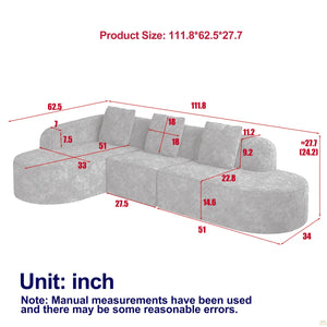 111.8-Inch L-Shaped Curved Modular Sofa  Wooden bazar