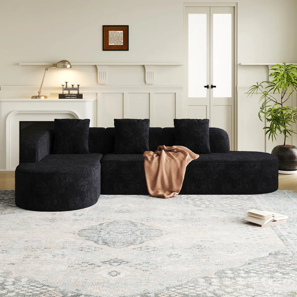 111.8-Inch L-Shaped Curved Modular Sofa  Wooden bazar