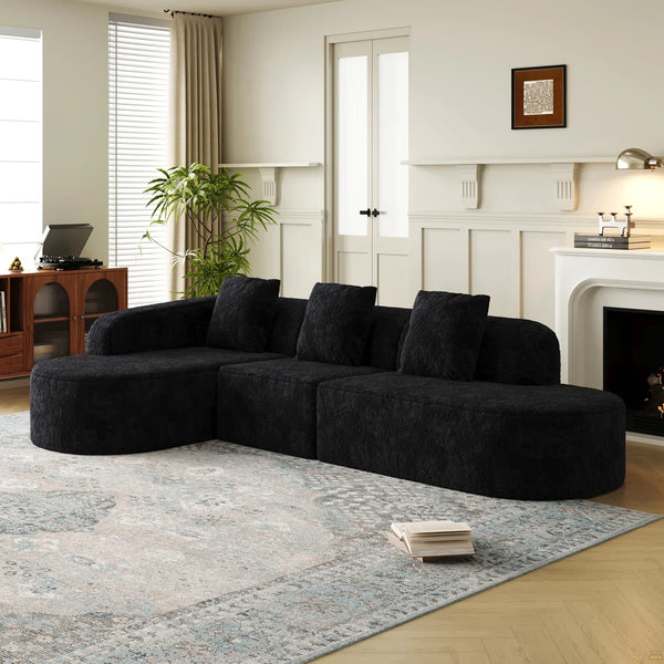 111.8-Inch L-Shaped Curved Modular Sofa  Wooden bazar