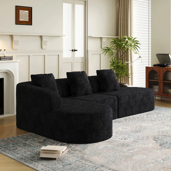 111.8-Inch L-Shaped Curved Modular Sofa  Wooden bazar