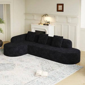 111.8-Inch L-Shaped Curved Modular Sofa  Wooden bazar
