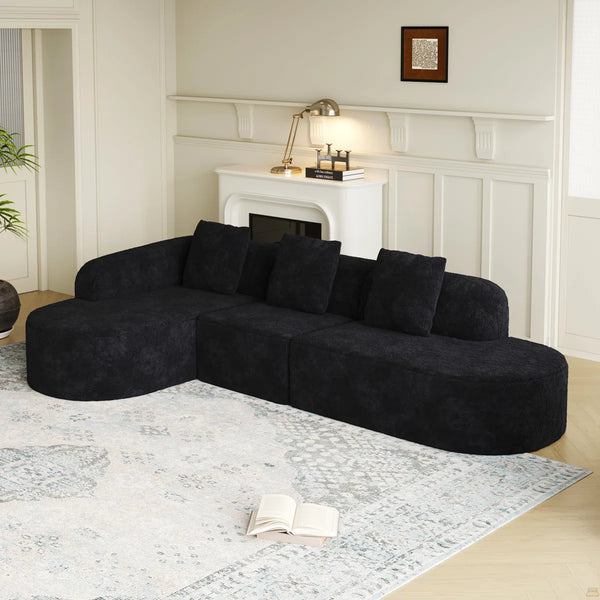 111.8-Inch L-Shaped Curved Modular Sofa  Wooden bazar