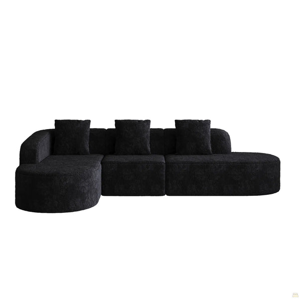 111.8-Inch L-Shaped Curved Modular Sofa  Wooden bazar