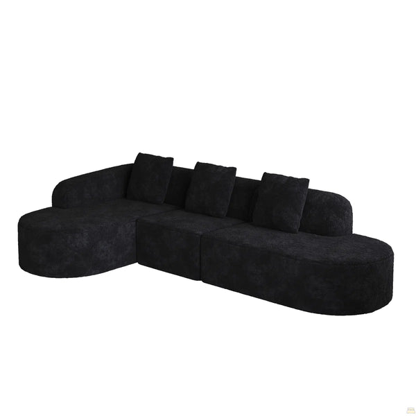 111.8-Inch L-Shaped Curved Modular Sofa  Wooden bazar
