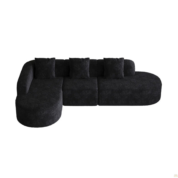 111.8-Inch L-Shaped Curved Modular Sofa  Wooden bazar