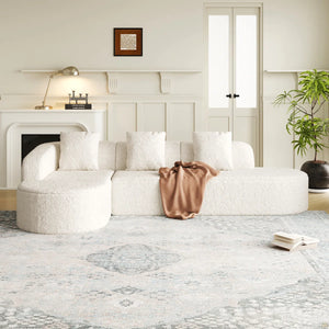 111.8-Inch L-Shaped Curved Modular Sofa  Wooden bazar