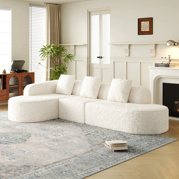 111.8-Inch L-Shaped Curved Modular Sofa  Wooden bazar