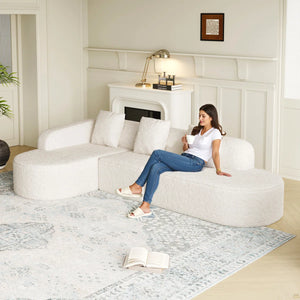 111.8-Inch L-Shaped Curved Modular Sofa  Wooden bazar