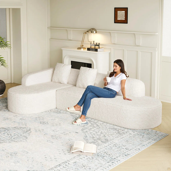 111.8-Inch L-Shaped Curved Modular Sofa  Wooden bazar