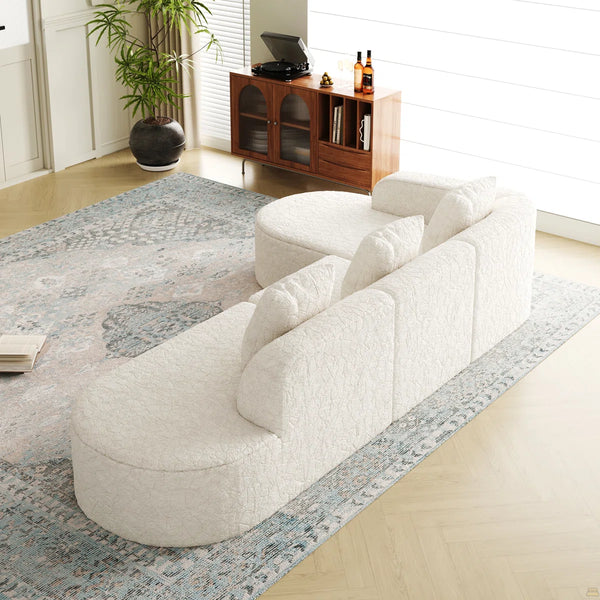 111.8-Inch L-Shaped Curved Modular Sofa  Wooden bazar