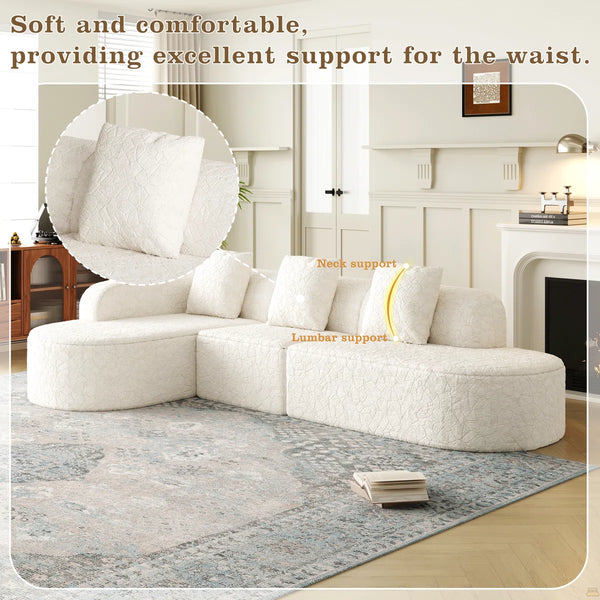 111.8-Inch L-Shaped Curved Modular Sofa  Wooden bazar