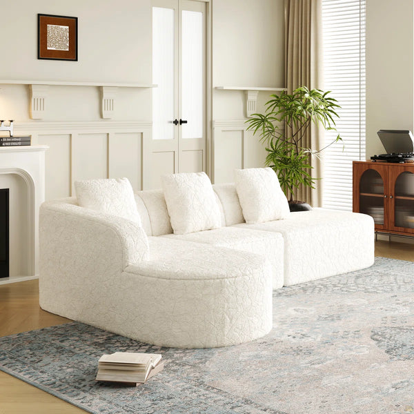 111.8-Inch L-Shaped Curved Modular Sofa  Wooden bazar