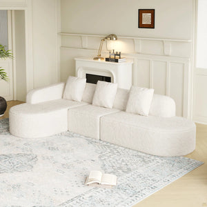 111.8-Inch L-Shaped Curved Modular Sofa  Wooden bazar
