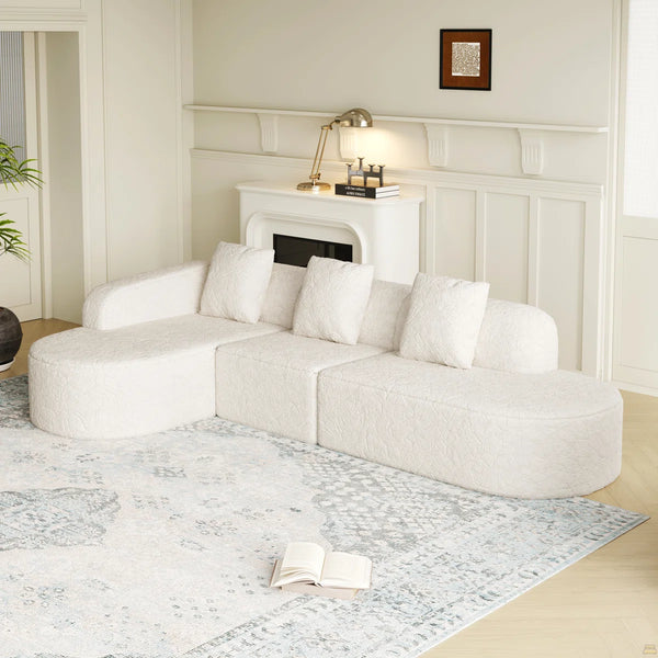 111.8-Inch L-Shaped Curved Modular Sofa  Wooden bazar