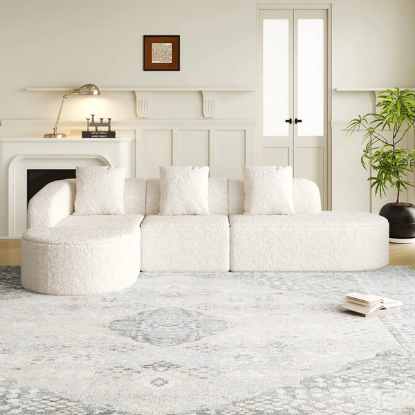 111.8-Inch L-Shaped Curved Modular Sofa  Wooden bazar