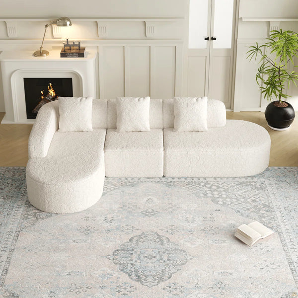 111.8-Inch L-Shaped Curved Modular Sofa  Wooden bazar