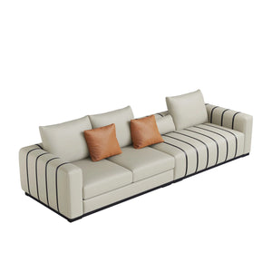 Modern Cream Piano-Patterned 6-Seater Sofa,living room Couch - Wooden Bazar