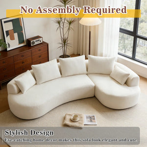 122 Inch Compression Floor Boneless Sofa, 2-Piece L-Shaped Sectional Sofa Couch With Chaise Lounge And Pillows, Modern Cloud Sectional Couches For Living Room Apartment Office, Fully Assembled    Wooden Bazar