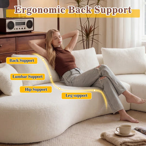 122 Inch Compression Floor Boneless Sofa, 2-Piece L-Shaped Sectional Sofa Couch With Chaise Lounge And Pillows, Modern Cloud Sectional Couches For Living Room Apartment Office, Fully Assembled    Wooden Bazar