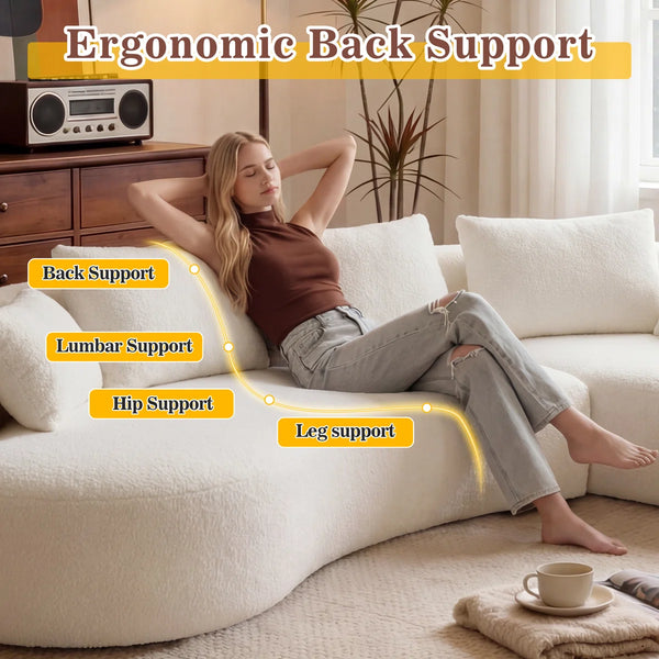 122 Inch Compression Floor Boneless Sofa, 2-Piece L-Shaped Sectional Sofa Couch With Chaise Lounge And Pillows, Modern Cloud Sectional Couches For Living Room Apartment Office, Fully Assembled    Wooden Bazar