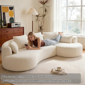 122 Inch Compression Floor Boneless Sofa, 2-Piece L-Shaped Sectional Sofa Couch With Chaise Lounge And Pillows, Modern Cloud Sectional Couches For Living Room Apartment Office, Fully Assembled    Wooden Bazar