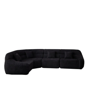123.2 -inch Modern Luxury Curved Corner Sectional Sofa, Chenille Modular Cloud Sofa, Four Pillows, High-Back Oversized Four-Seater Living Room Sofa,No Assembly Required  Wooden Bazar