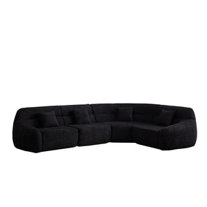 123.2 -inch Modern Luxury Curved Corner Sectional Sofa, Chenille Modular Cloud Sofa, Four Pillows, High-Back Oversized Four-Seater Living Room Sofa,No Assembly Required  Wooden Bazar