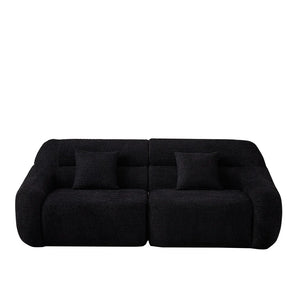 123.2 -inch Modern Luxury Curved Corner Sectional Sofa, Chenille Modular Cloud Sofa, Four Pillows, High-Back Oversized Four-Seater Living Room Sofa,No Assembly Required  Wooden Bazar