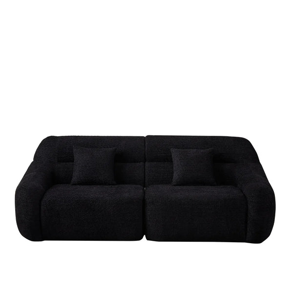123.2 -inch Modern Luxury Curved Corner Sectional Sofa, Chenille Modular Cloud Sofa, Four Pillows, High-Back Oversized Four-Seater Living Room Sofa,No Assembly Required  Wooden Bazar