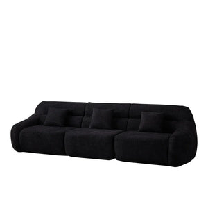 123.2 -inch Modern Luxury Curved Corner Sectional Sofa, Chenille Modular Cloud Sofa, Four Pillows, High-Back Oversized Four-Seater Living Room Sofa,No Assembly Required  Wooden Bazar