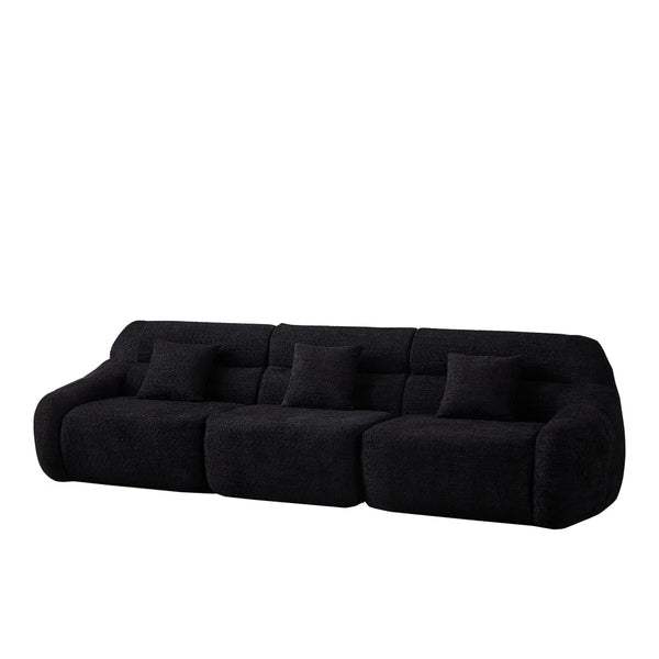 123.2 -inch Modern Luxury Curved Corner Sectional Sofa, Chenille Modular Cloud Sofa, Four Pillows, High-Back Oversized Four-Seater Living Room Sofa,No Assembly Required  Wooden Bazar