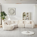 123.2 -inch Modern Luxury Curved Corner Sectional Sofa, Chenille Modular Cloud Sofa, Four Pillows, High-Back Oversized Four-Seater Living Room Sofa,No Assembly Required  Wooden Bazar