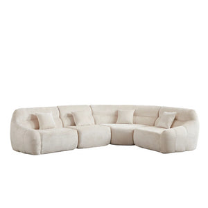 123.2 -inch Modern Luxury Curved Corner Sectional Sofa, Chenille Modular Cloud Sofa, Four Pillows, High-Back Oversized Four-Seater Living Room Sofa,No Assembly Required  Wooden Bazar