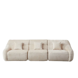 123.2 -inch Modern Luxury Curved Corner Sectional Sofa, Chenille Modular Cloud Sofa, Four Pillows, High-Back Oversized Four-Seater Living Room Sofa,No Assembly Required  Wooden Bazar