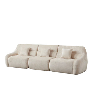 123.2 -inch Modern Luxury Curved Corner Sectional Sofa, Chenille Modular Cloud Sofa, Four Pillows, High-Back Oversized Four-Seater Living Room Sofa,No Assembly Required  Wooden Bazar