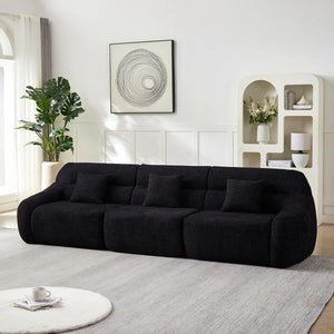 123.2 Curved Corner Sectional Sofa, Chenille Modular Cloud Sofa, Four Pillows  Wooden bazar
