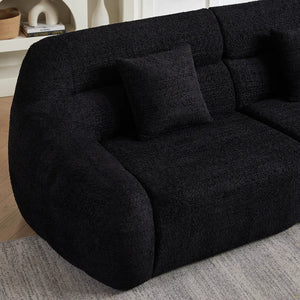 123.2 Curved Corner Sectional Sofa, Chenille Modular Cloud Sofa, Four Pillows  Wooden bazar