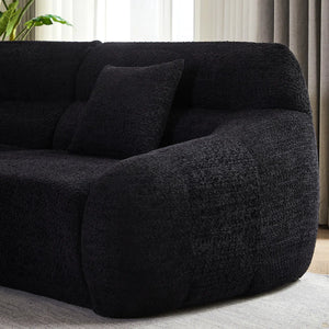 123.2 Curved Corner Sectional Sofa, Chenille Modular Cloud Sofa, Four Pillows  Wooden bazar