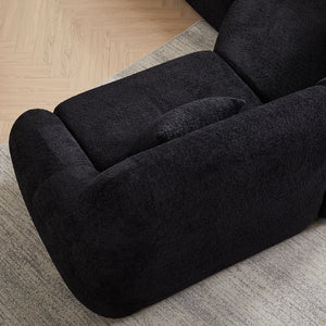 123.2 Curved Corner Sectional Sofa, Chenille Modular Cloud Sofa, Four Pillows  Wooden bazar